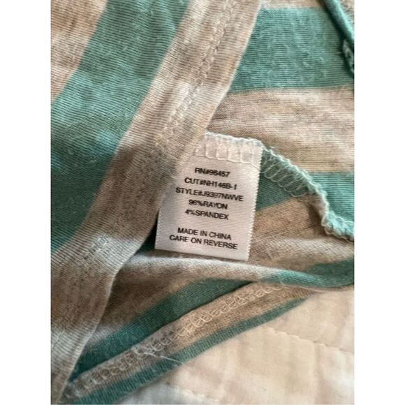 Love on a Hanger teal and gray striped sharkbite hem top - Picture 6 of 6